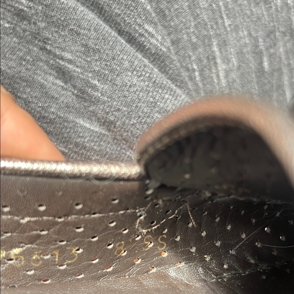 Stuart Weitzman Brown Perforated Leather Slip-On Loafers - Picture 5 of 7